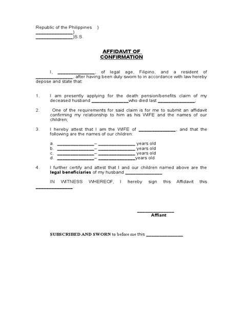 affidavit of confirmation free download|INSTRUCTIONS (Affidavit of Confirmation) .